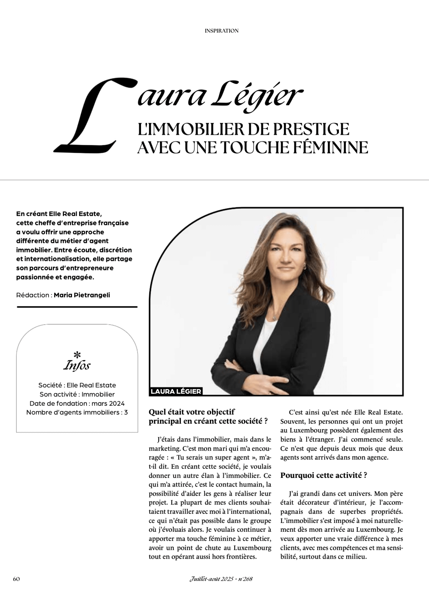 Laura Légier in *Femmes Magazine*